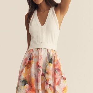 White Floral Sleeveless Dress